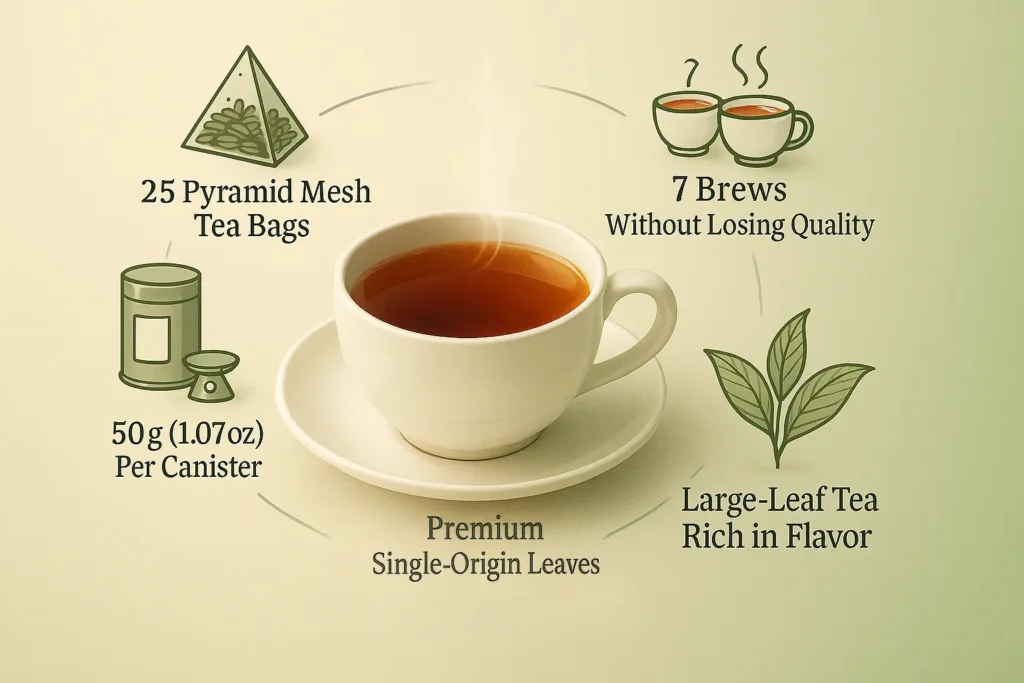 50 Acres Tea canister features